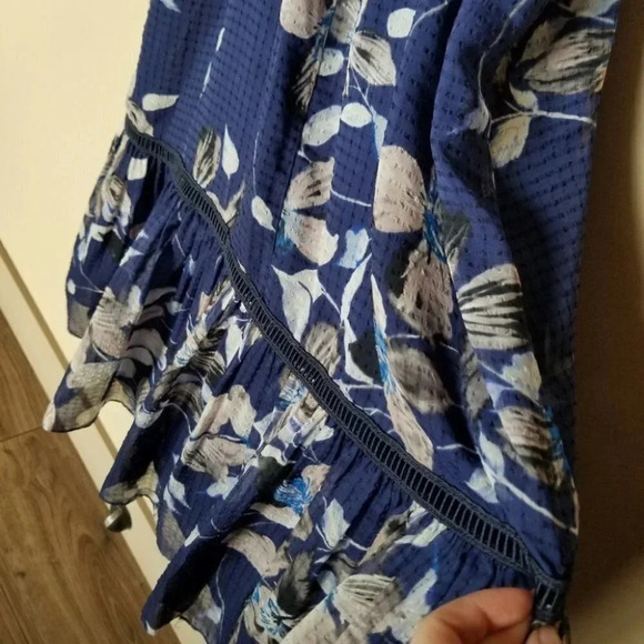 Eliza J Blue Floral Ruffle Midi Dress 14 - Picture 7 of 16